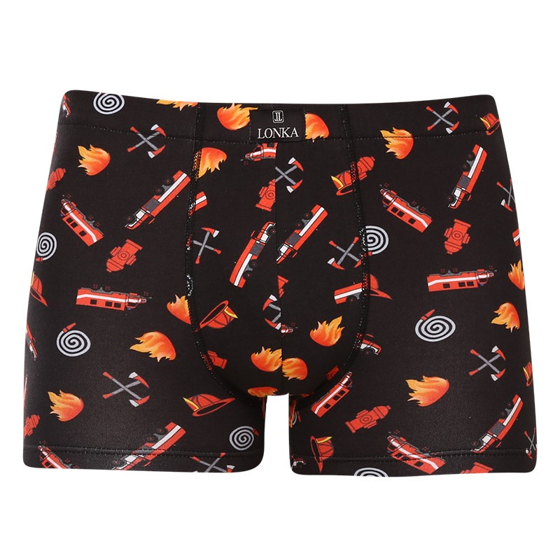KEVIN IMAGE pánské elastické boxerky - HASIČI černá M