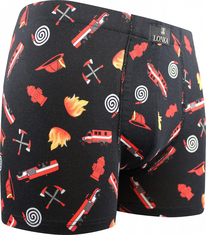 KEVIN IMAGE pánské elastické boxerky - HASIČI černá XL