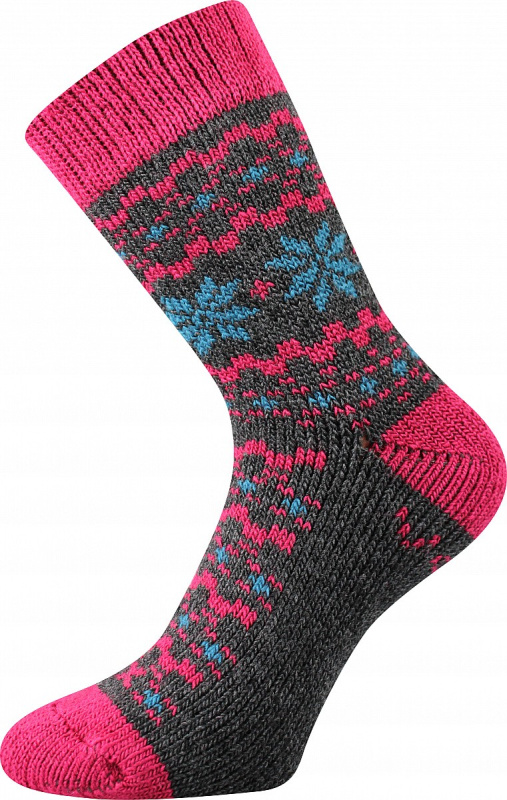 TRONDELAG froté extra hřejivé antibakteriální ponožky se stříbrem VoXX 39-42 tm. šedá / magenta