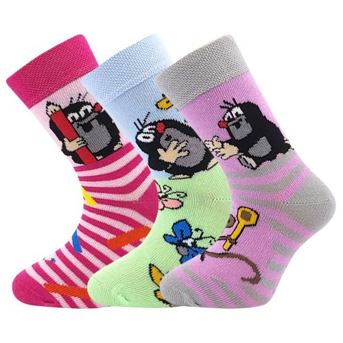3PACK dětské ponožky Boma růžové (Krtek-Mix 1) 30/34