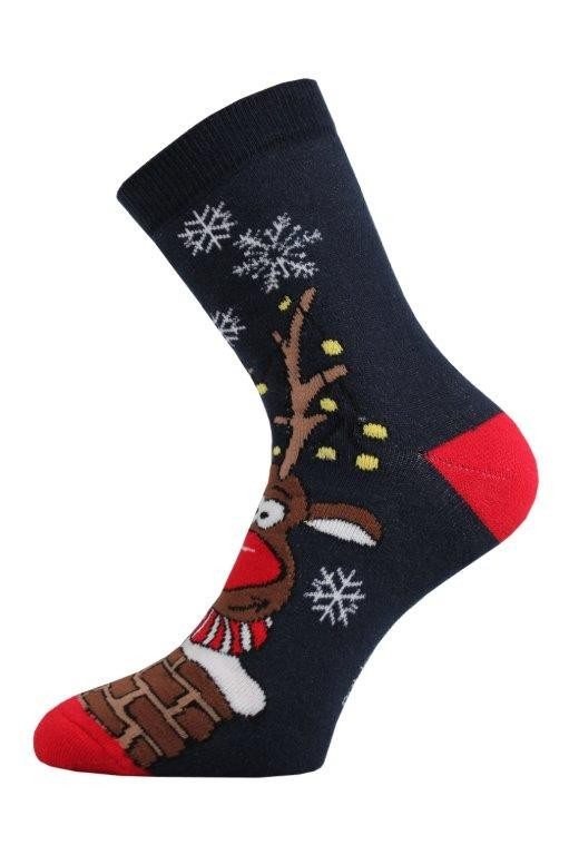 RUDY vánoční froté ponožky Boma - RUDOLF 27-34 tm. modrá