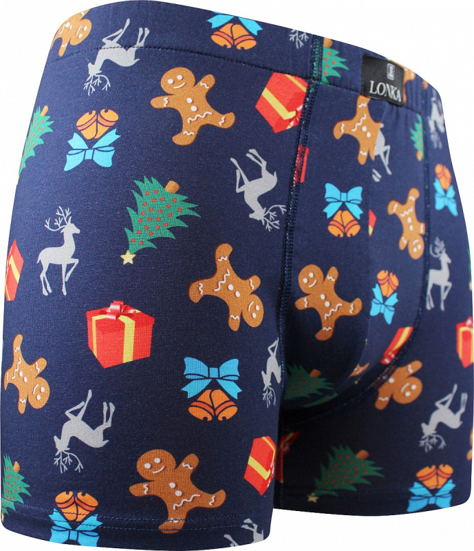 KEVIN pánské barevné elastické boxerky - VÁNOCE XL