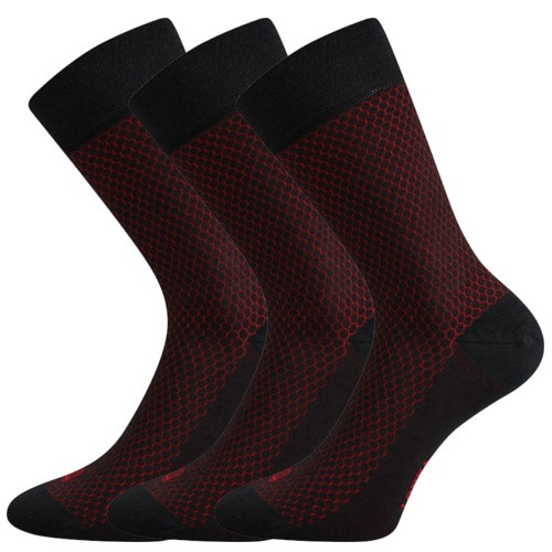 MARCIUS pánské luxusní společenské ponožky z modalu Lonka 43-46 tm. šedá / červená