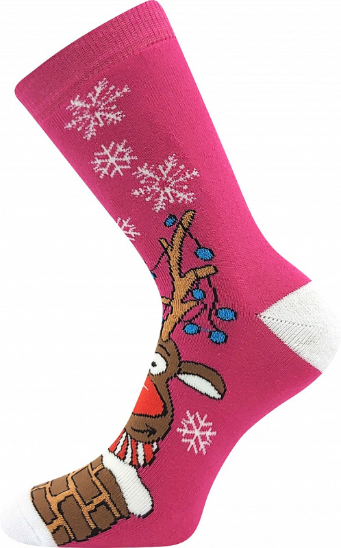 RUDY vánoční froté ponožky Boma - RUDOLF 27-34 růžová