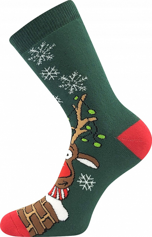 RUDY vánoční froté ponožky Boma - RUDOLF 35-41 tm. zelená