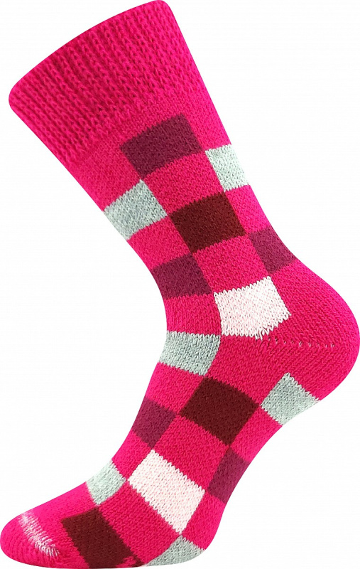 SPACÍ FUN ponožky extra teplé Boma - KOSTKY 35-38 magenta
