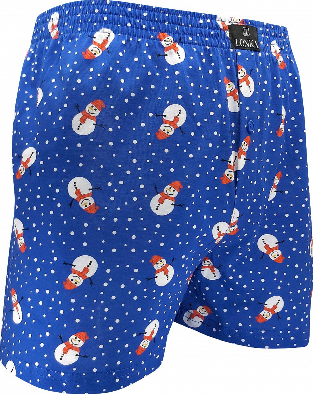 KARLOS pánské vzorované bavlněné trenýrky Lonka -  SNĚHULÁCI XXL