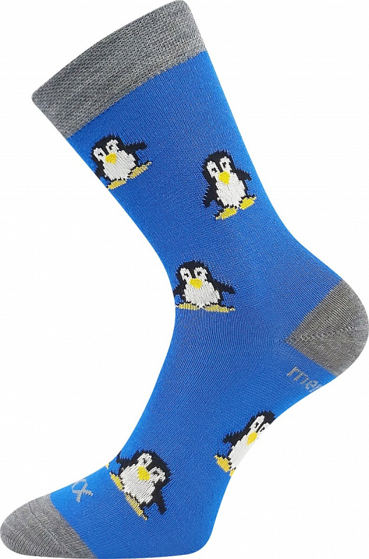 PENGUINIK dětské teplé veselé merino ponožky VoXX 35-38 modrá