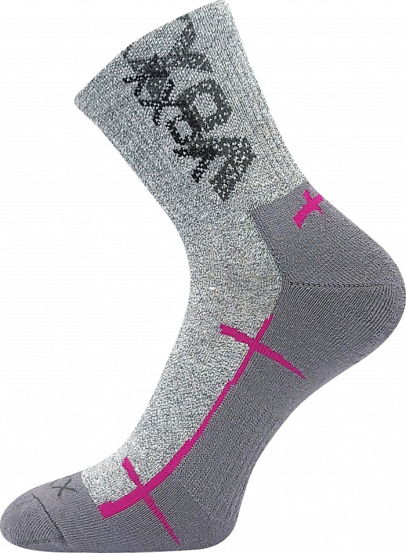 WALLI sportovní ponožky se stříbrem VoXX 39-42 sv. šedá / fuchsia