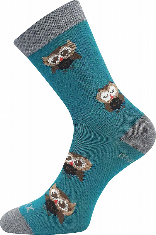 SOVIK dětské teplé veselé merino ponožky VoXX 30-34 modrá / zelená