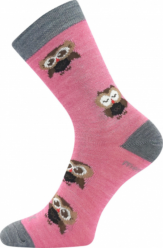 SOVIK dětské teplé veselé merino ponožky VoXX 30-34 růžová