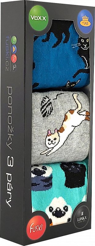 DEBOX barevné vánoční ponožky VoXX - KOČKY 39-42