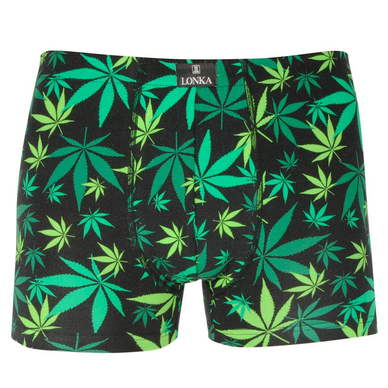 KEVIN IMAGE pánské elastické boxerky - CANNABIS černá 3XL