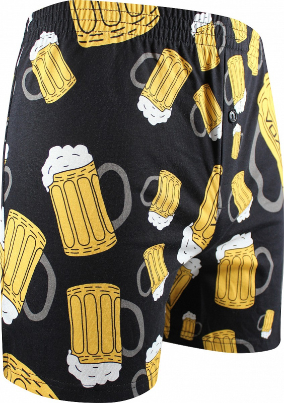 KARLOS pánské vzorované bavlněné trenýrky Lonka - PIVO černá 4XL