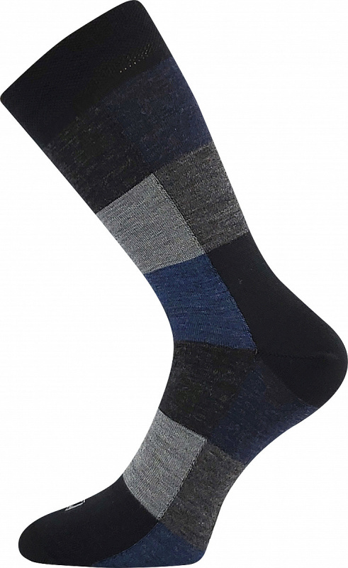 WOCUBE vlněné barevné společenské ponožky Lonka 39-42 černá / šedá
