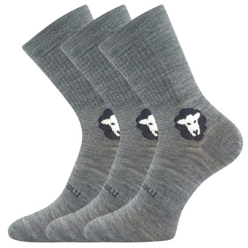 3PACK ponožky VoXX merino světle šedé (Barefootan merino-grey) M