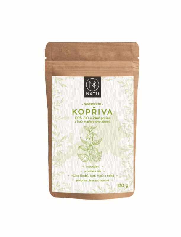 NATU Kopřiva list prášek BIO 130 g