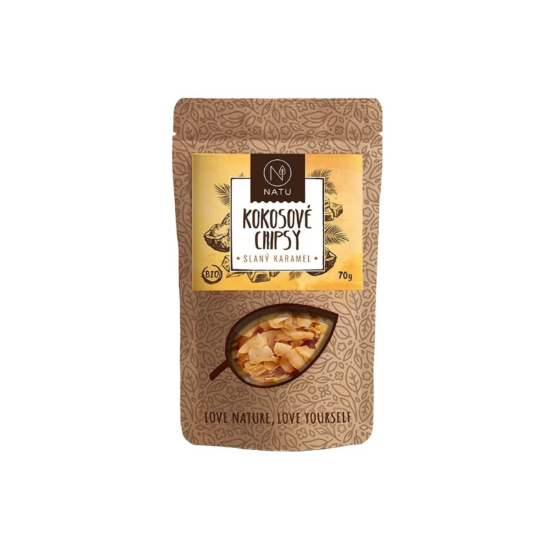 NATU Kokosové chipsy slaný karamel BIO 70 g