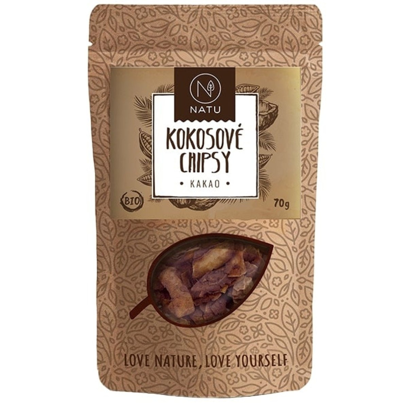 NATU Kokosové chipsy kakao BIO 70 g