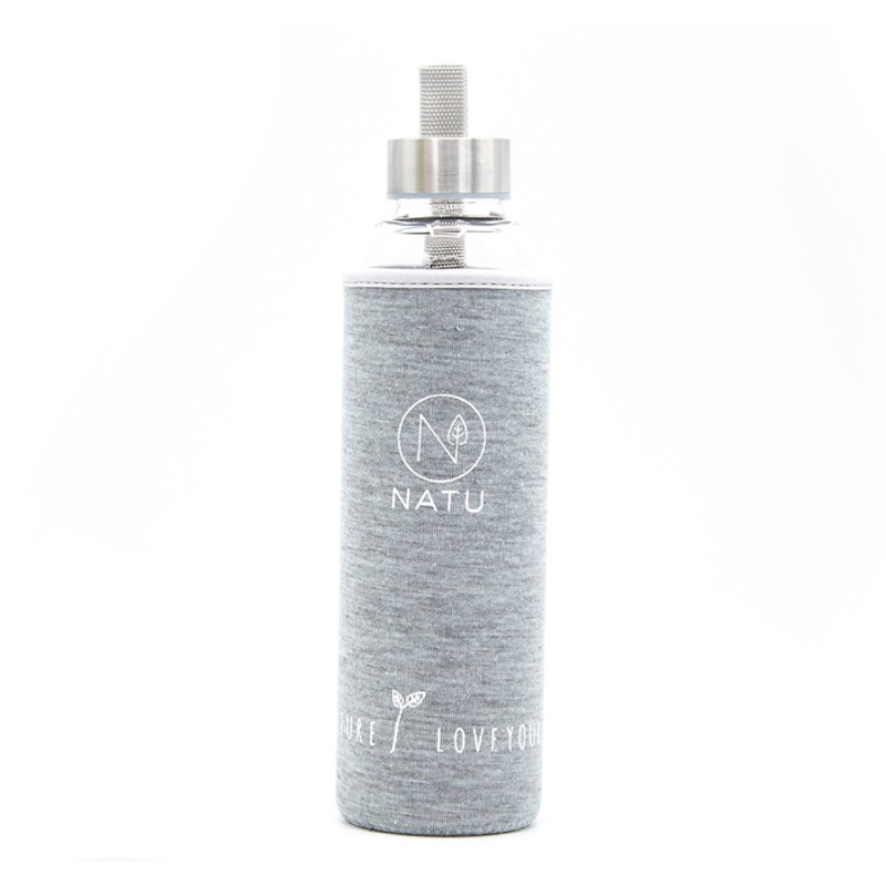 NATU Skleněná lahev v šedém termo obalu 550 ml