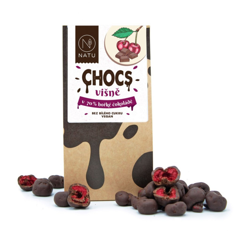 NATU CHOCS Višně v 70% hořké čokoládě 100g