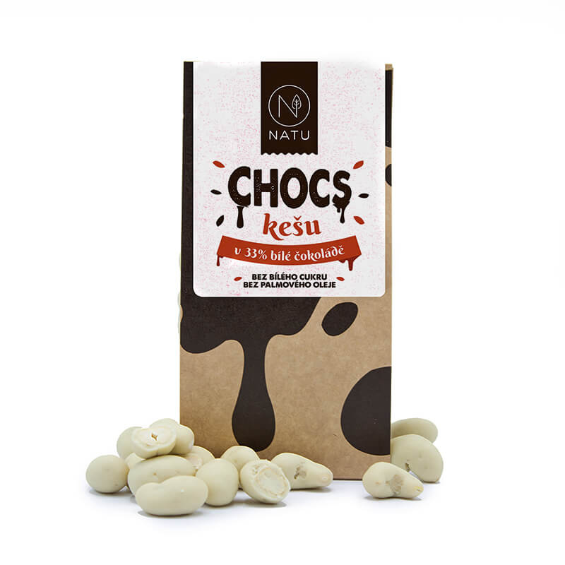 NATU CHOCS Kešu v 33% bílé čokoládě 190g
