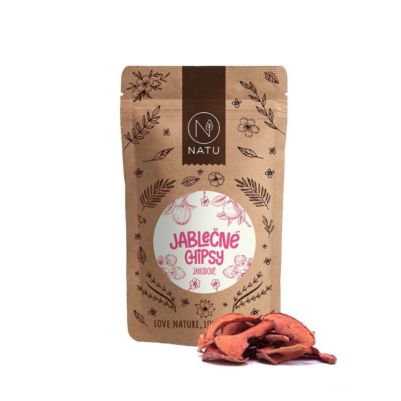 NATU Jablečné chipsy jahodové 45g