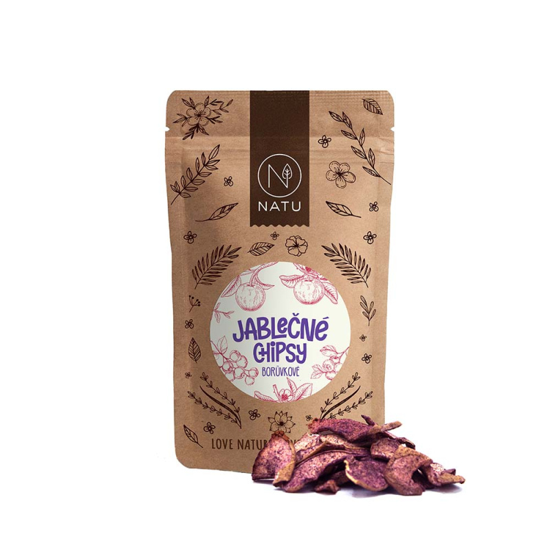 NATU Jablečné chipsy borůvkové 45g