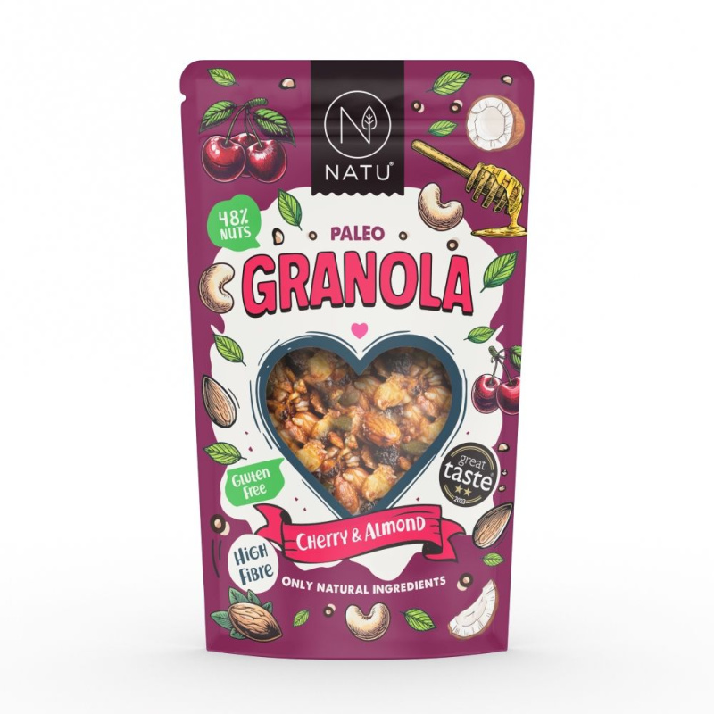 NATU Paleo Granola Třešně a mandle 370g