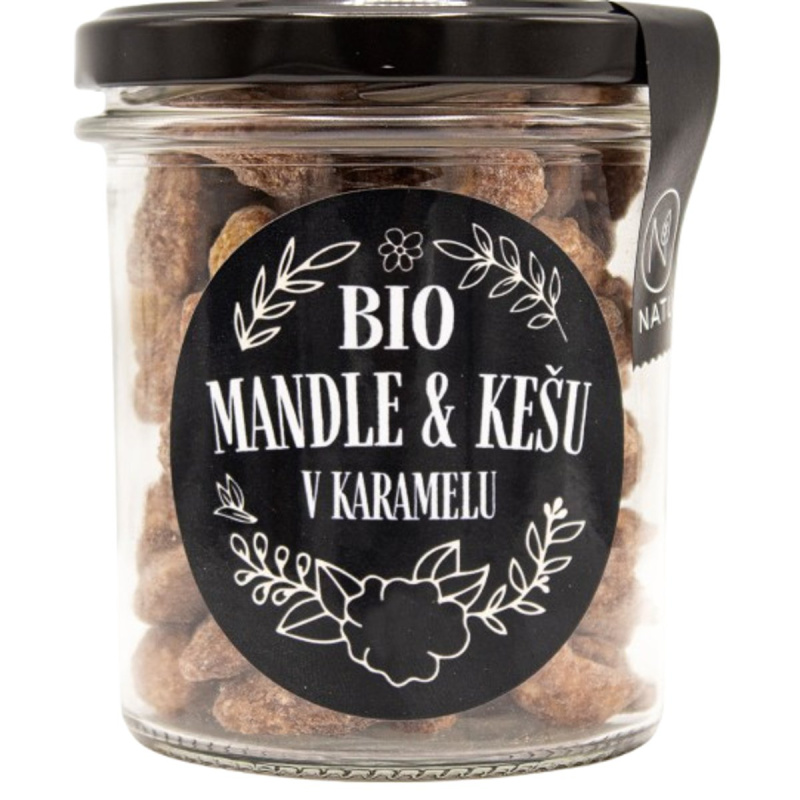 NATU Mandle a kešu ořechy v karamelu BIO 170g