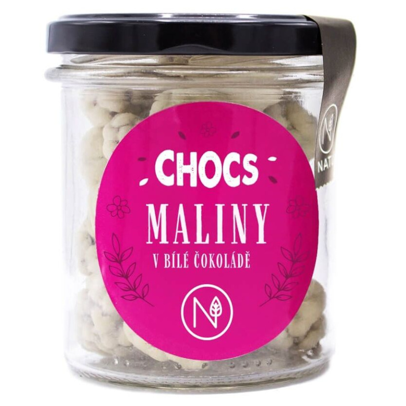 NATU CHOCS Maliny v 30% bílé čokoládě 100g