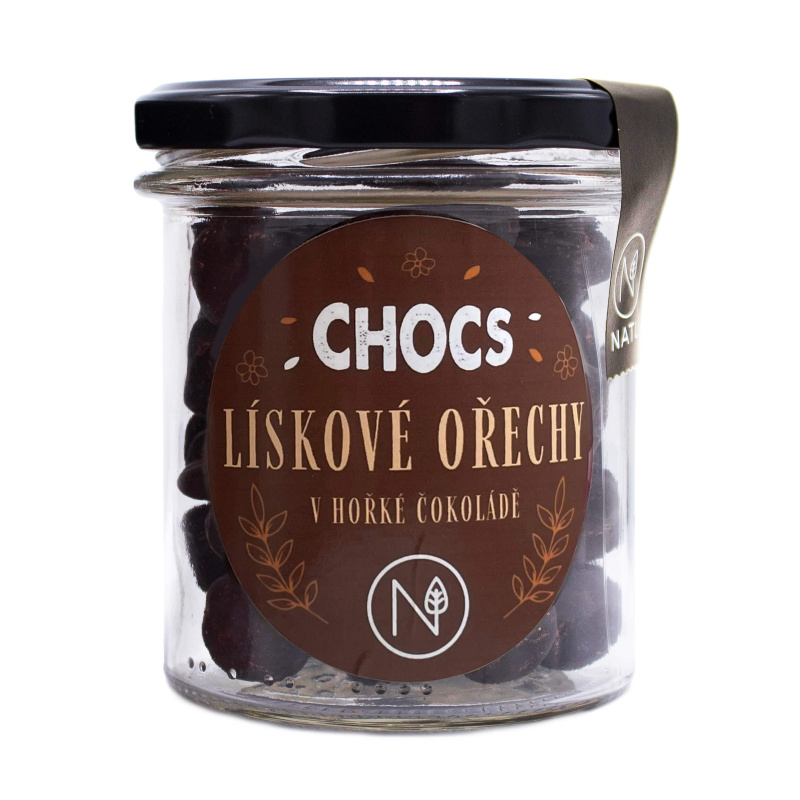 NATU CHOCS Lískové ořechy v 60% hořké čokoládě 180g