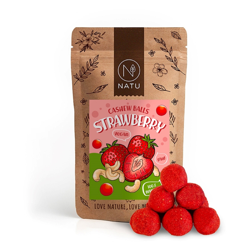 NATU Jahodové kuličky s kešu krémem 70g