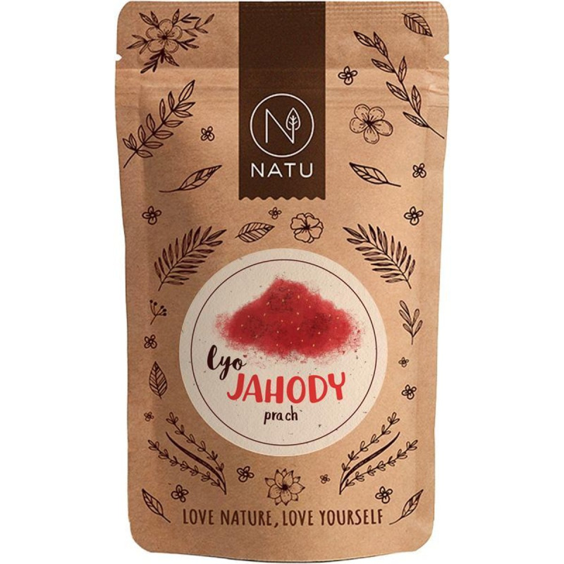 NATU Lyofilizované jahody prach se zlomky 80g