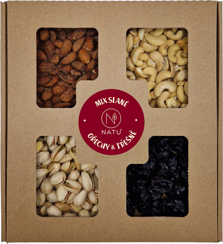 Natu Dárkový box Slané ořechy s třešněmi
