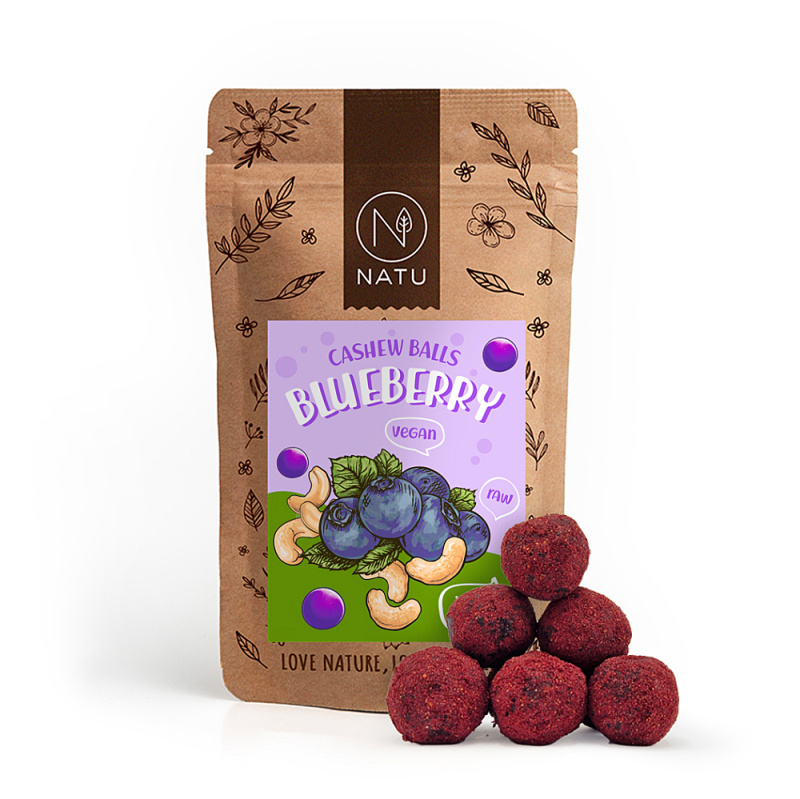 NATU Borůvkové kuličky s kešu krémem 70g