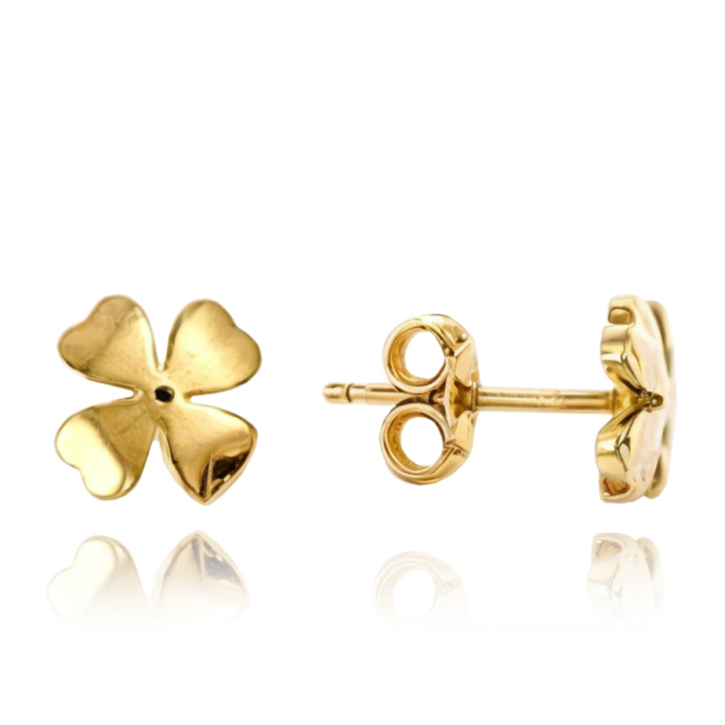 MINET Decentní zlaté náušnice čtyřlístky Au 585/1000