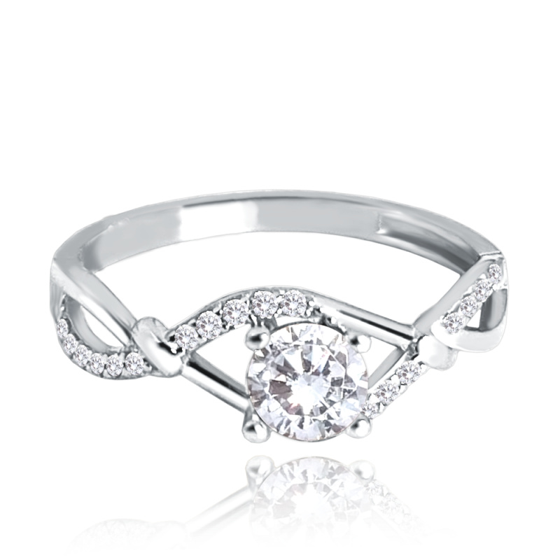 MINET Zlatý zásnubní prsten z bílého zlata s bílým zirkonem Au 585/1000 Velikost prstenu:: 55, Hmotnost (g): 1,8