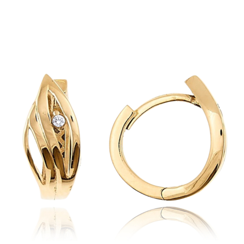 MINET Moderní zlaté náušnice s bílými zirkony Au 585/1000