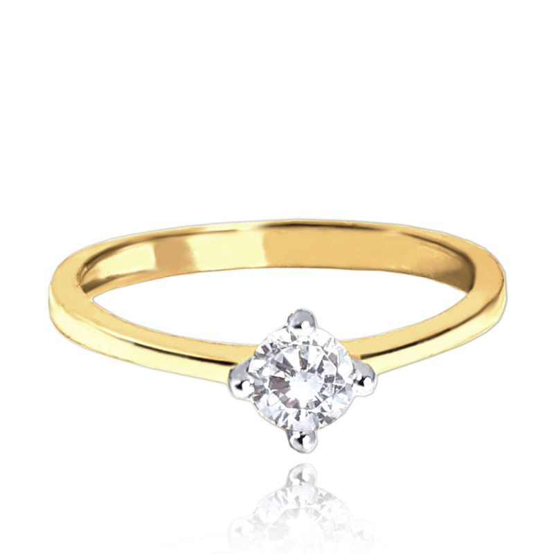 MINET Zlatý zásnubní prsten s bílým zirkonem Au 585/1000 Velikost prstenu:: 52, Hmotnost (g): 1,45