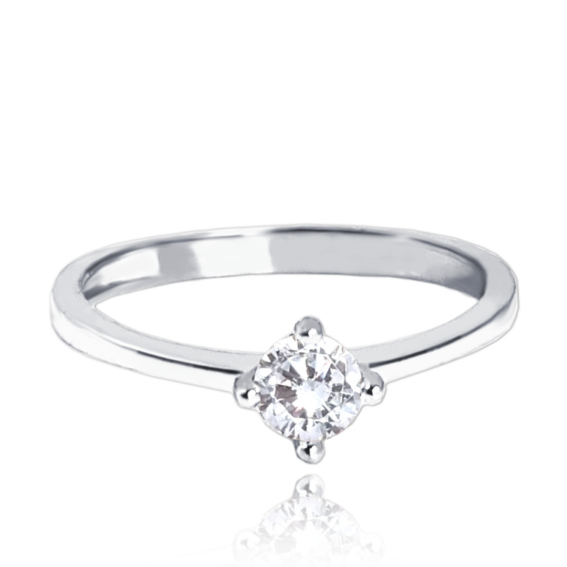 MINET Zlatý zásnubní prsten z bílého zlata s bílým zirkonem Au 585/1000 Velikost prstenu:: 55, Hmotnost (g): 1,55