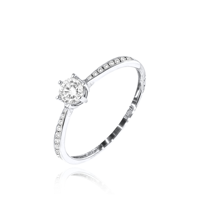 MINET Zlatý zásnubní prsten z bílého zlata s bílým zirkonem Au 585/1000 Velikost prstenu:: 58, Hmotnost (g): 1,45