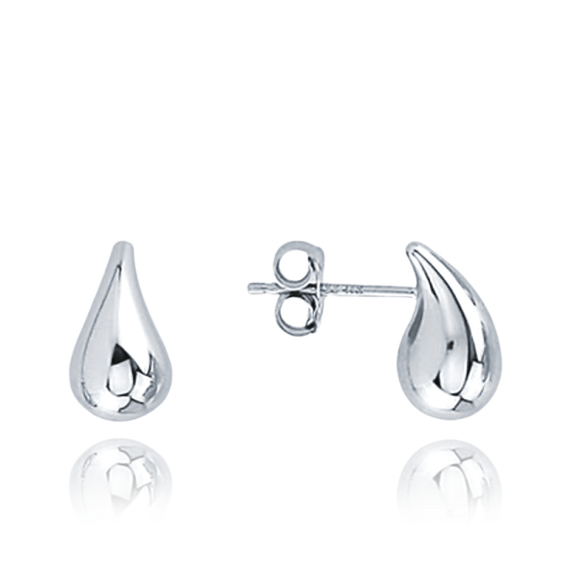 MINET Moderní zlaté náušnice kapky z bílého zlata Au 585/1000