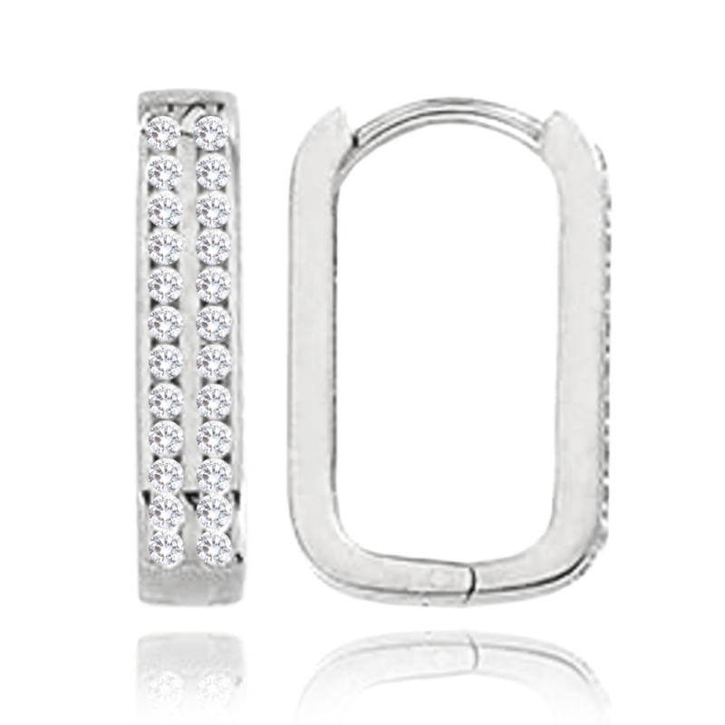 MINET Náušnice z bílého zlata obdélníky se zirkony Au 585/1000