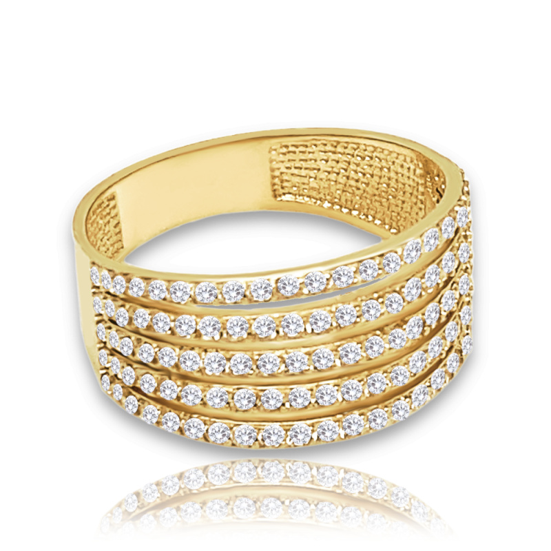 MINET Luxusní zlatý prsten s bílými zirkony Au 585/1000 Velikost prstenu:: 59, Hmotnost (g): 3,5