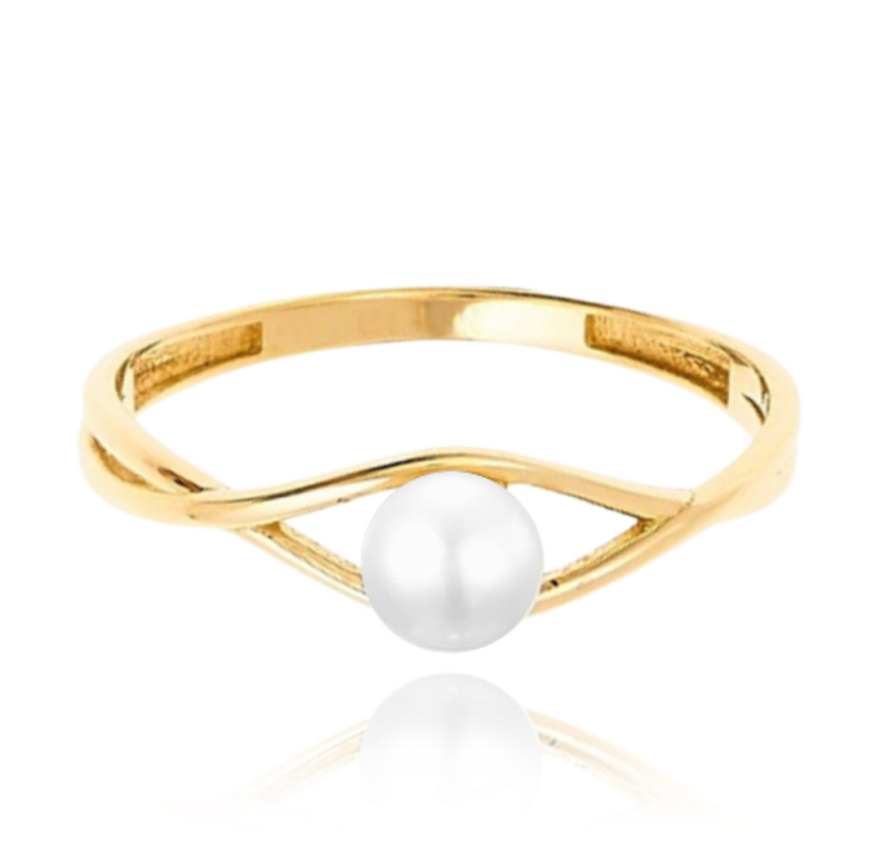 MINET Zlatý prsten s přírodní perlou Au 585/1000 Velikost prstenu:: 53, Hmotnost (g): 1,1