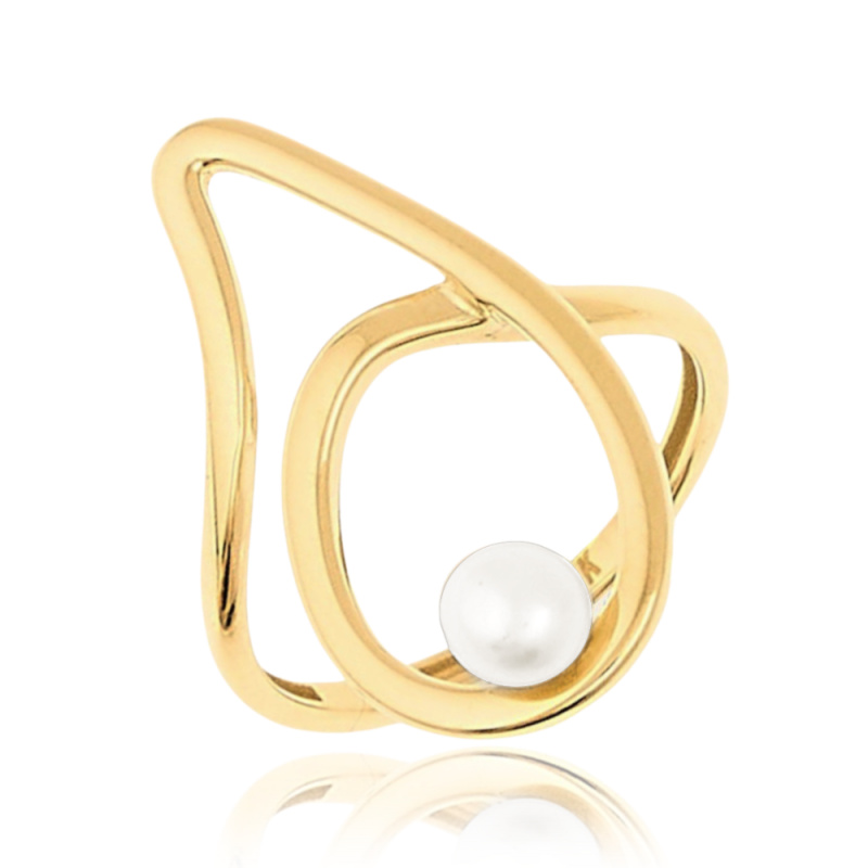 MINET Zlatý prsten s přírodní perlou Au 585/1000 Velikost prstenu:: 56, Hmotnost (g): 2,3