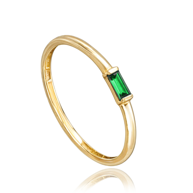 MINET Elegantní zlatý prsten se zeleným zirkonem Au 585/1000 Velikost prstenu:: 52, Hmotnost (g): 0,95