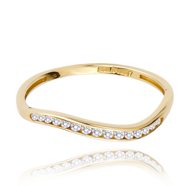 MINET Zlatý prsten s bílými zirkony Au 585/1000 Velikost prstenu:: 63, Hmotnost (g): 1,15