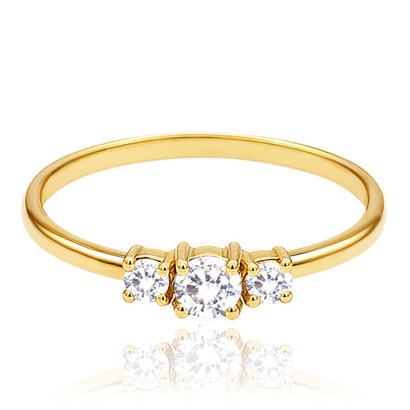 MINET Luxusní zlatý prsten s bílými zirkony Au 585/1000 Velikost prstenu:: 57, Hmotnost (g): 0,8